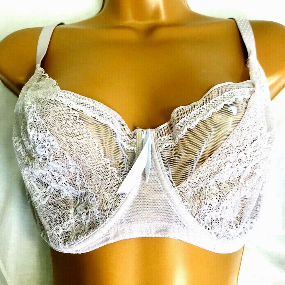 Passionata Lace Bra Women 38 DD Floral Tulle Sheer Underwire Lavender Purple